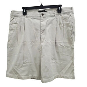 Ashworth Men's Light Beige Cream Textured Pleated Front Dress Golf Shorts Sz 40